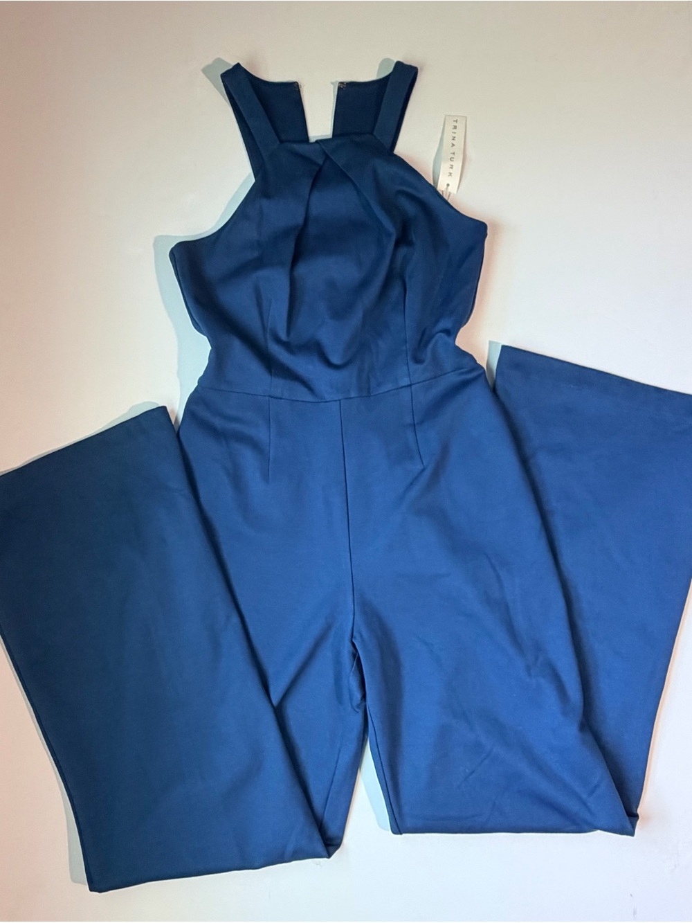 Trina Turk Deep Blue Halter Wide-Leg Jumpsuit